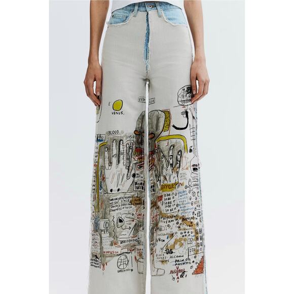 NWT H&M x Basquiat x Ev&Tela Straight Relaxed High Jeans 31 - Picture 5 of 7